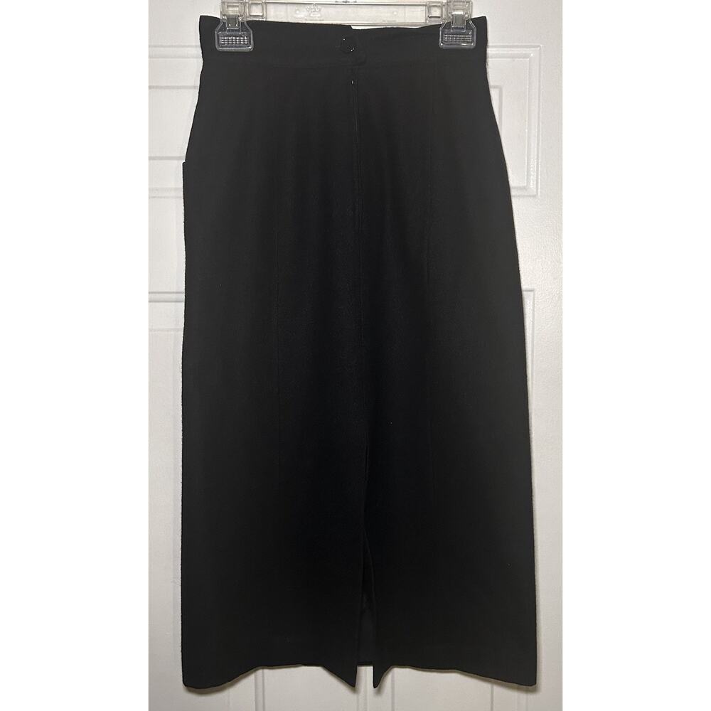 Vintage Cassidy A Line Midi Skirt Women Size 6 Navy Blue Wool Lined Side Zip